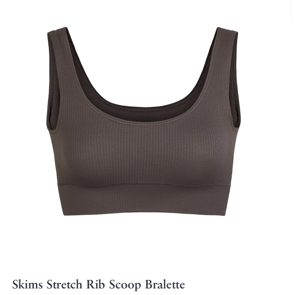 Skims Ribbed Scoop Bralette Soot L/XL NWT